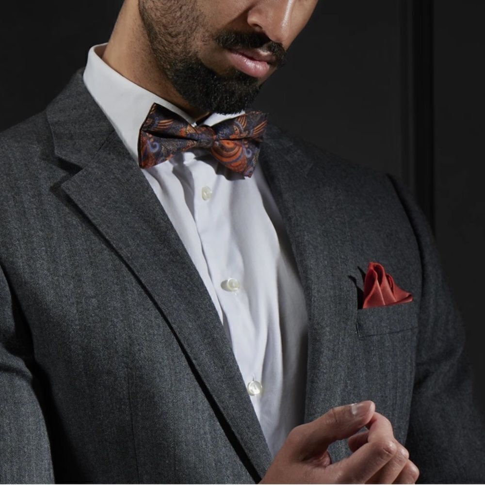Lavender white coral blue black houndstooth plaid paisley 💯 Silk Pocket Square - Picture 2 of 8